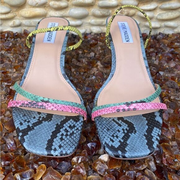 Steve Madden Loft Slide Sandals Multi Snake Print. Size 8. EUC! Animal Print - Picture 7 of 11